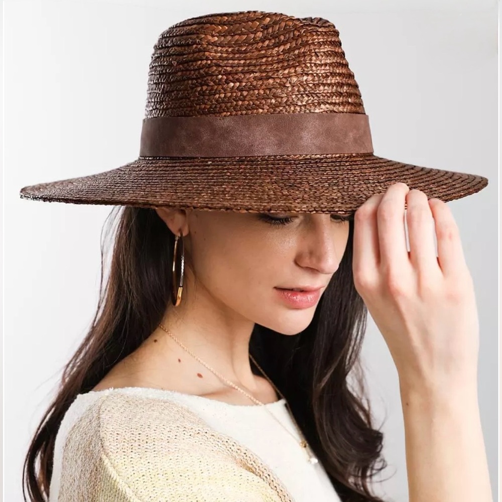 WYETH, Straw Panama Sun Hat in Brown